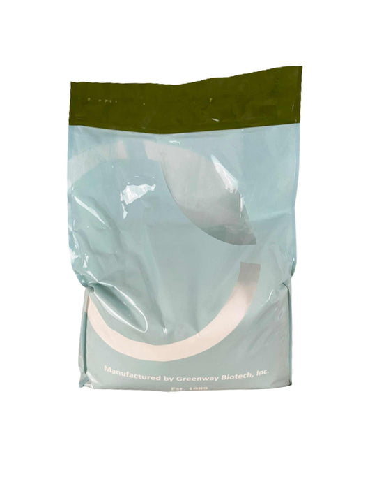 Organic manganese sulfate fertilizer bag with nutrient information and application instructions