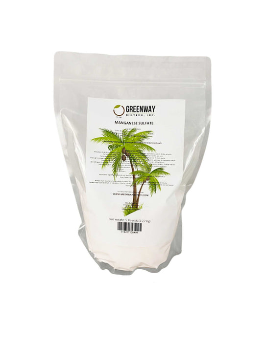 Organic manganese sulfate fertilizer bag with nutrient information