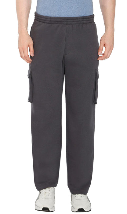 Men's Brushed Fleece Cargo Pants — Pull-On with Inner Drawstring