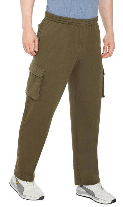 Men's Brushed Fleece Cargo Pants — Pull-On with Inner Drawstring