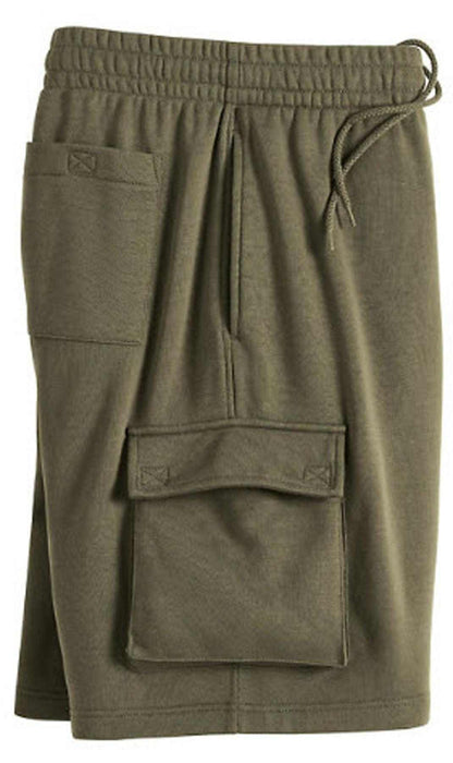 Men’s fleece cargo shorts with pockets and elastic waistband in charcoal color