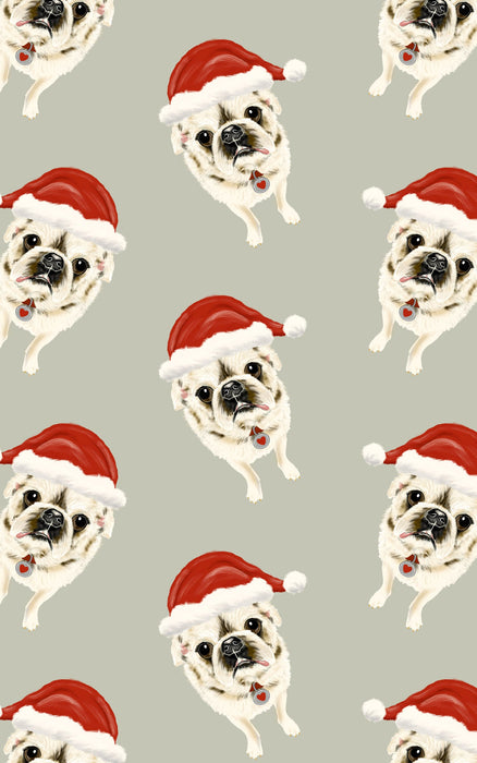 Santa Pug Wrapping Paper | Michelle Gilsey | Artist Corner