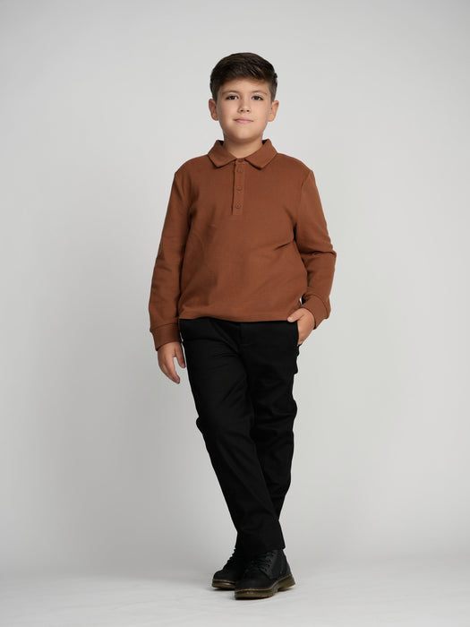 Youth Cinnamon Cuffed Polo (Long Sleeve)