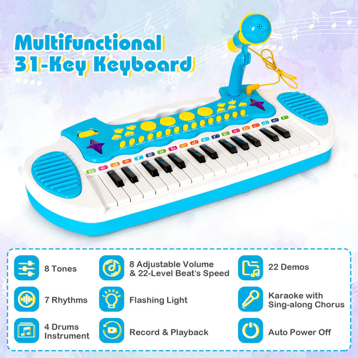 31-Key Kids Piano Keyboard Toy with Microphone