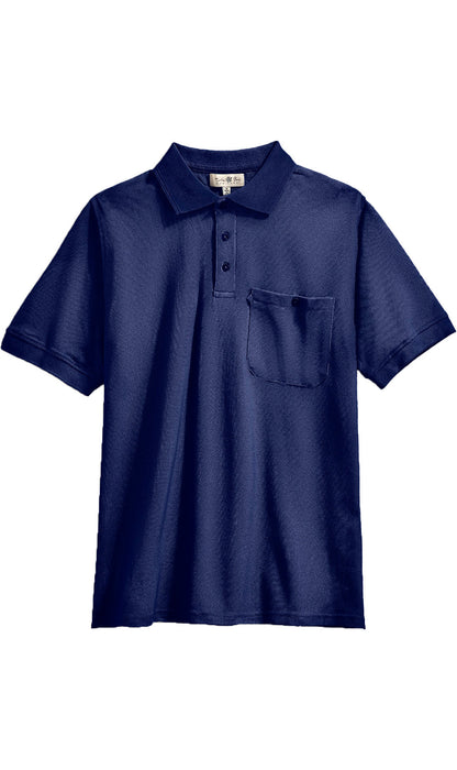 Men's Short Sleeve Polo Shirt — Pique Knit Cotton Blend with Chest Pocket