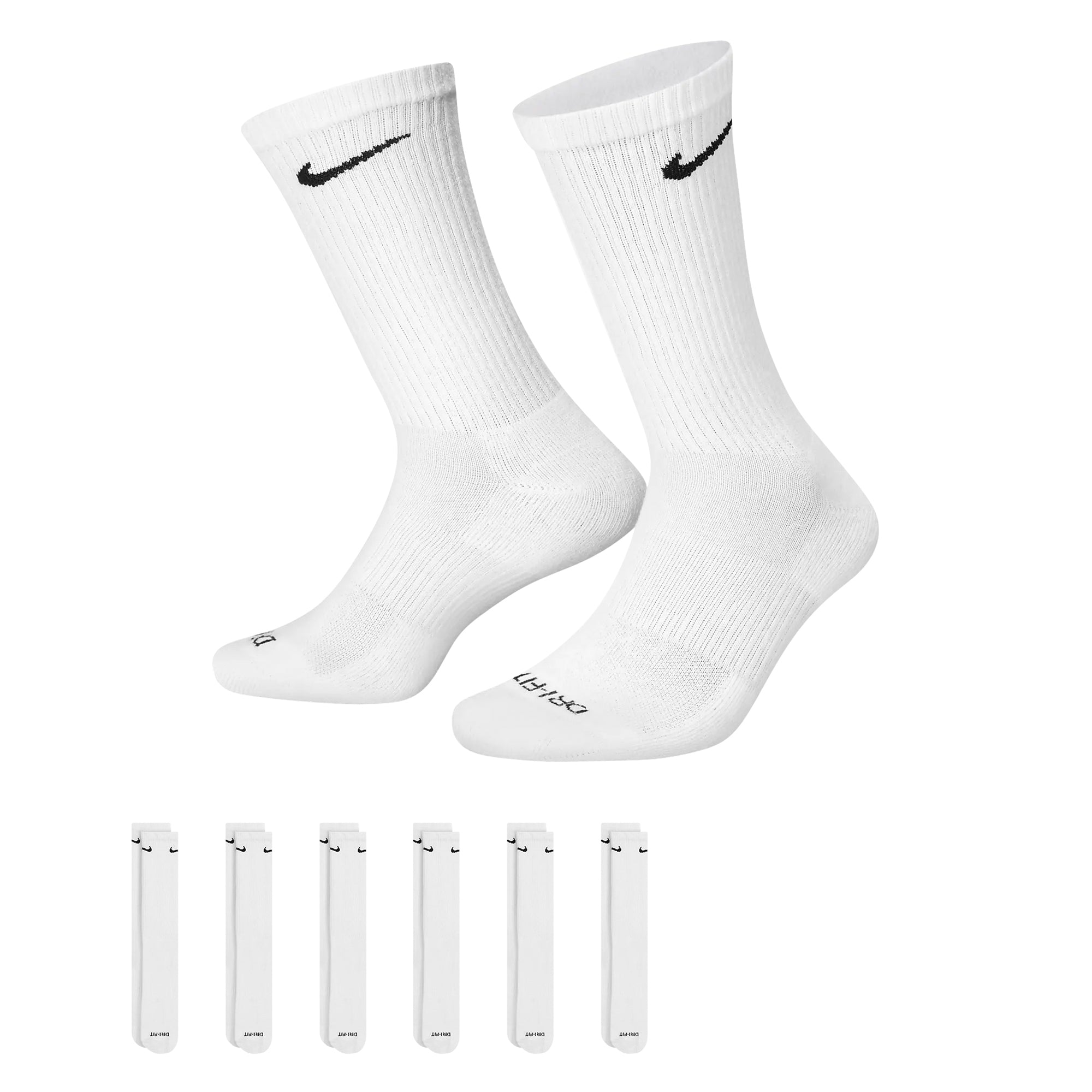 Nike 6-Pack Cushioned Crew Socks - White