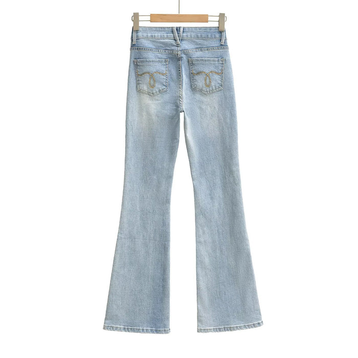 Women's High Waist Slim Fit Wide Leg Jeans