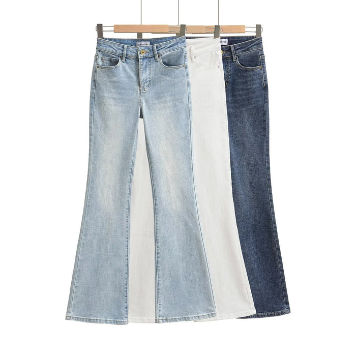 Women's High Waist Slim Fit Wide Leg Jeans