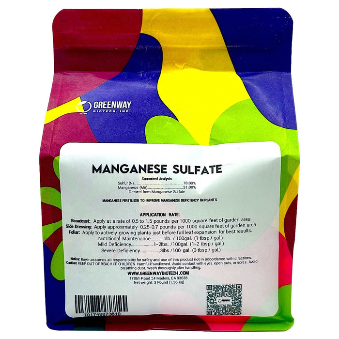Organic manganese sulfate fertilizer bag with powder for plant nutrient deficiency correction