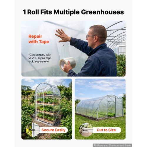 VEVOR 6 Mil Clear Greenhouse Plastic Sheeting (12 x 100 ft)