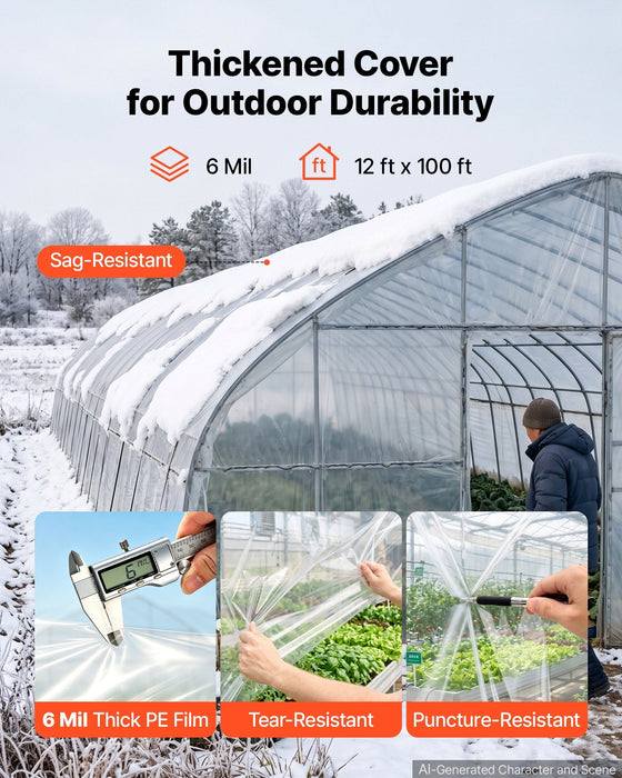VEVOR 6 Mil Clear Greenhouse Plastic Sheeting (12 x 100 ft)