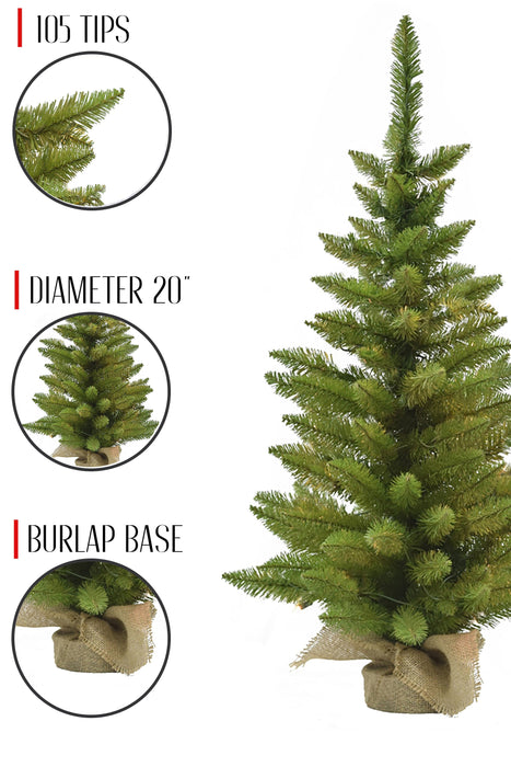 3' Tabletop Christmas Tree with Burlap Base-Christmas Space Saver