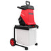 15Amp Electric Wood Chipper with 15-Amp motor, 1.6-inch branch capacity, 4100 RPM mulching, 6.5-inch wheels, and large collection bin