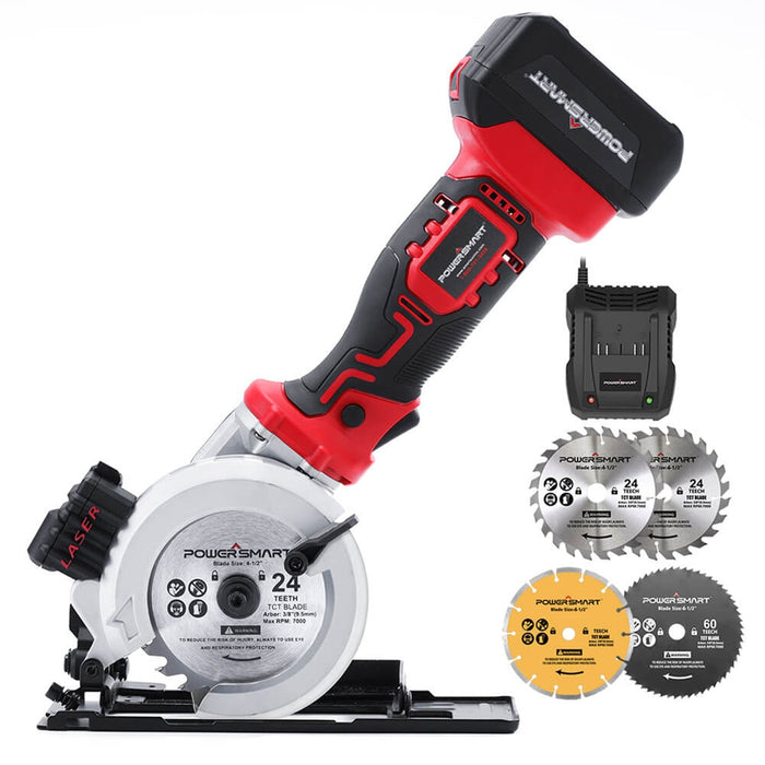 20V Mini Circular Saw PS76138A cordless with 4.0Ah battery and charger compact design for precision cutting