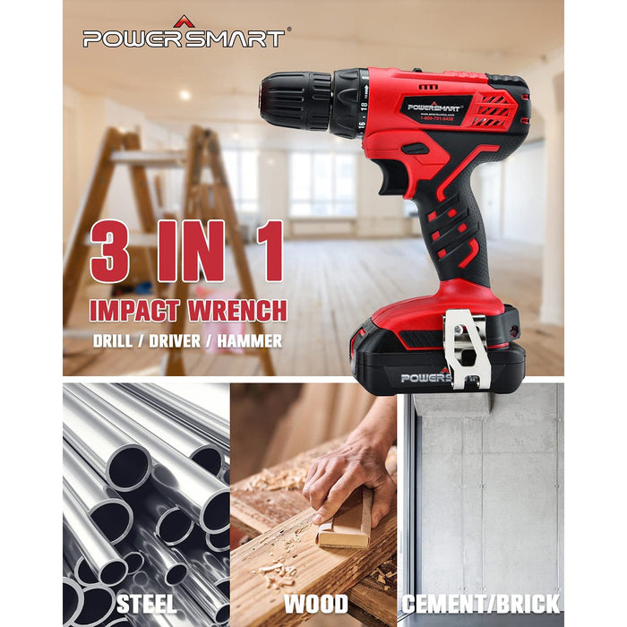 20V Cordless Drill Driver w/ Brushes, Battery & Charger Included