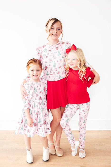 Girls Pink Christmas Leggings