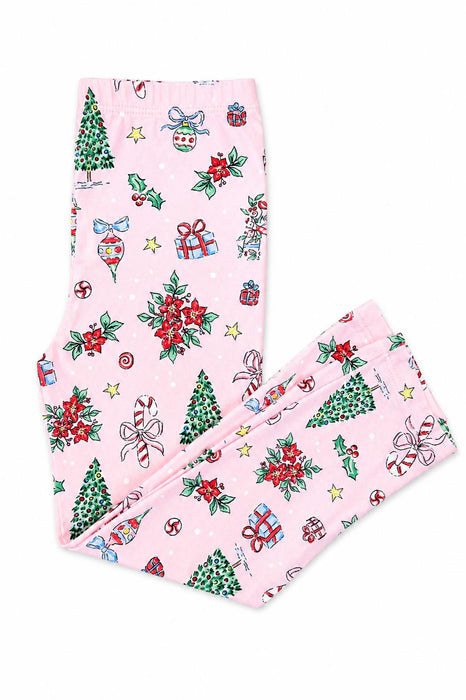 Girls Pink Christmas Leggings