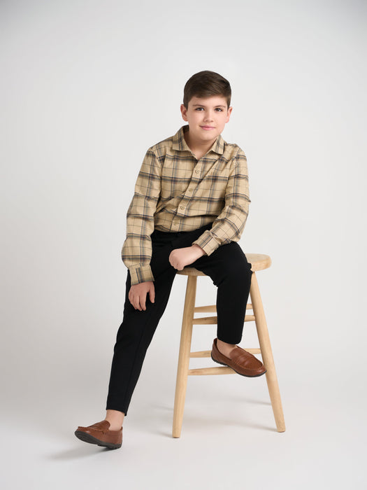 Youth Boys Plaid Button Down Shirt