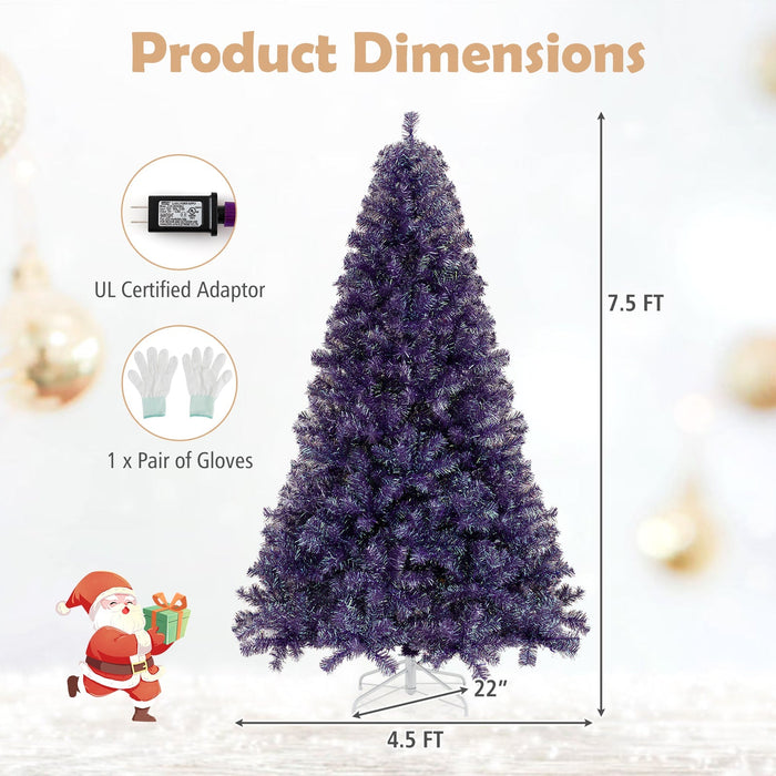 Pre-Lit Tinsel Christmas Tree with Lush Branch Tips and Warm White LED Lights