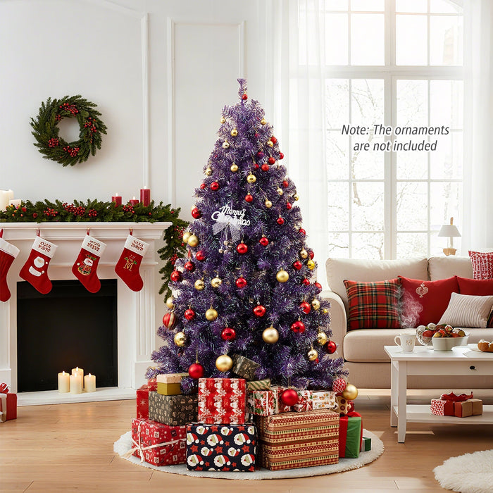 Pre-Lit Tinsel Christmas Tree with Lush Branch Tips and Warm White LED Lights