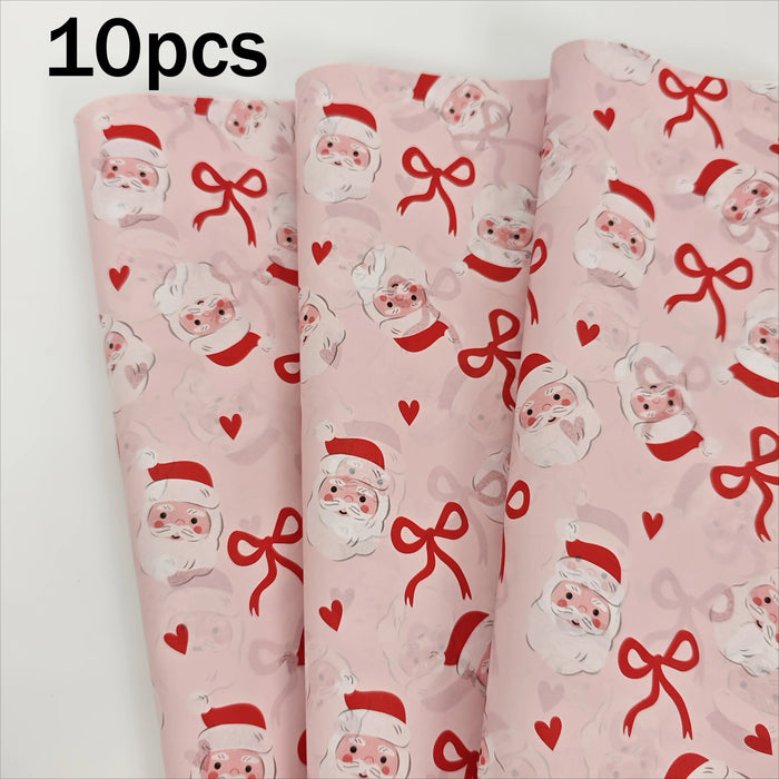 Pink Santa Claus Bow Heart Pattern Wrapping Paper | Christmas Gift Wrap for Fragile Items