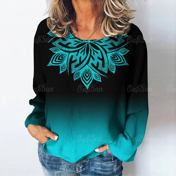 Women's Geometric Pattern Long Sleeve Shirt
