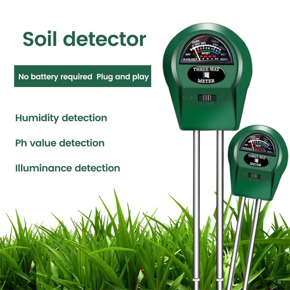 3-in-1 Soil Tester Meter - Moisture pH Light Sensor for Plants, Garden, Balcony & Greenhouse