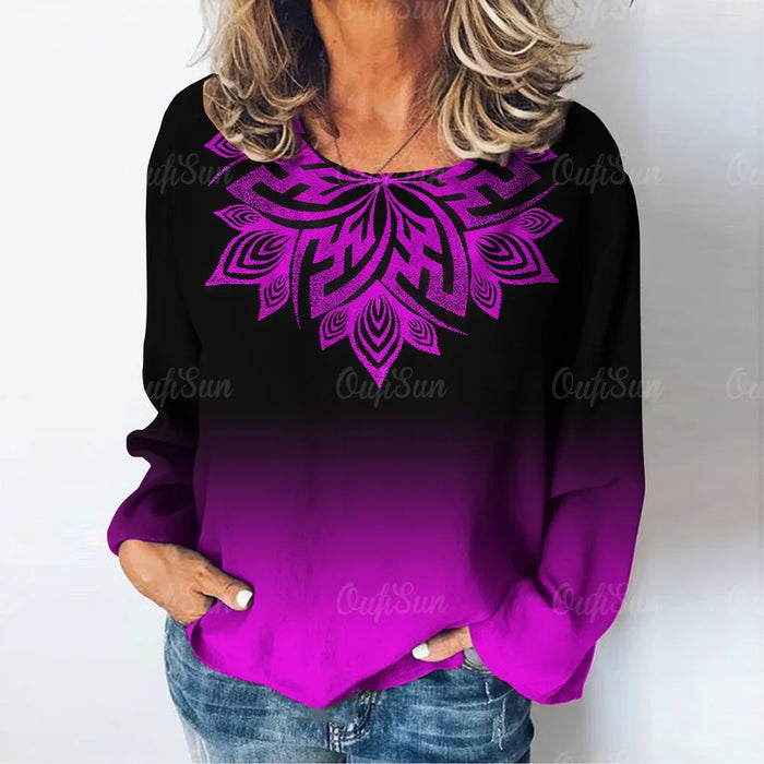 Women's Geometric Pattern Long Sleeve Shirt