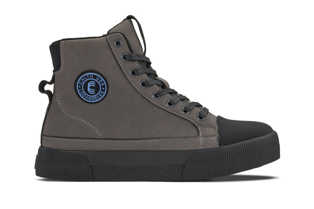 CALTO S3423 -Cap Toe High Top Zip-Up 2.4 Inches Taller (Grey) -  Sneaker Boots