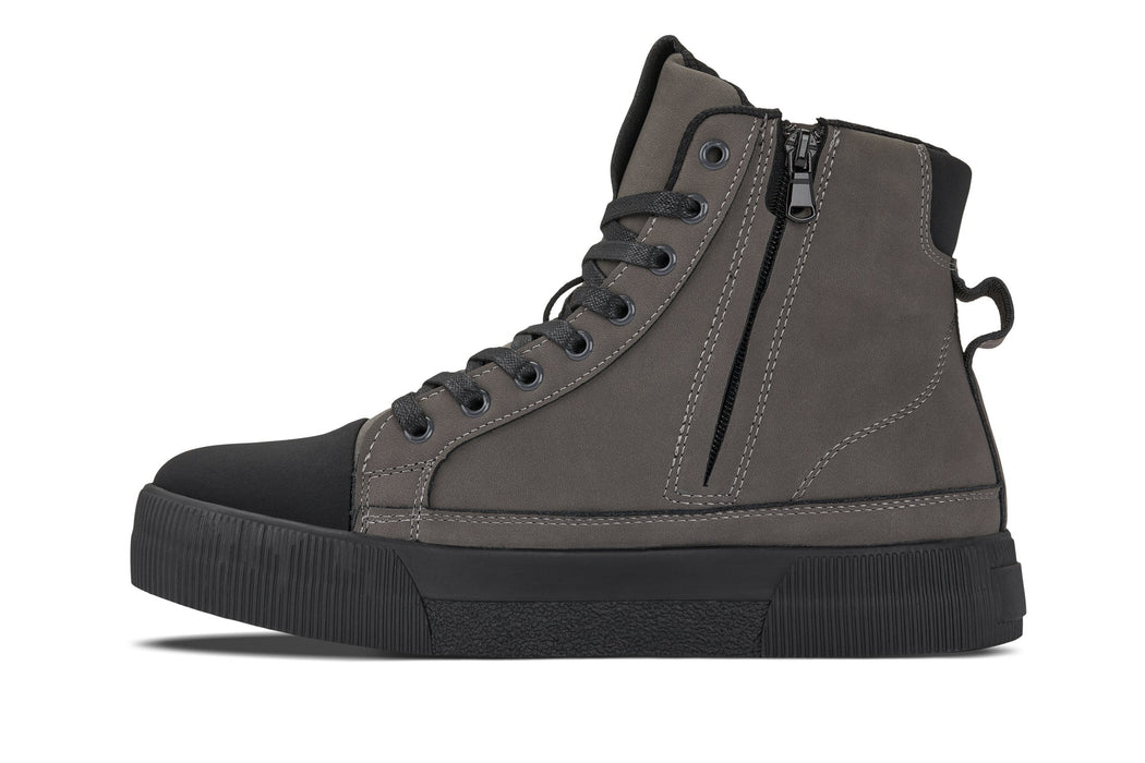 CALTO S3423 -Cap Toe High Top Zip-Up 2.4 Inches Taller (Grey) -  Sneaker Boots
