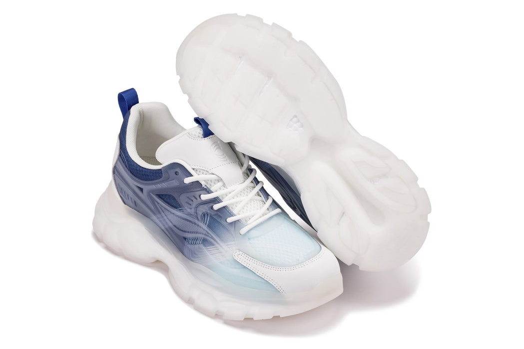 CALTO S3861 White & Navy 2.6" Height-Boosting Chunky Sneakers