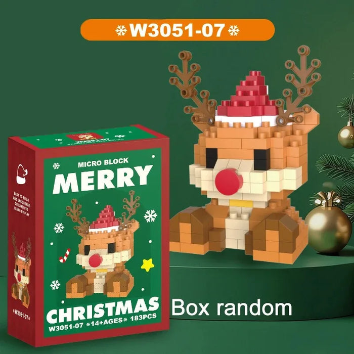 Christmas Micro Building Block Set | Santa and Reindeer Puzzle Toy