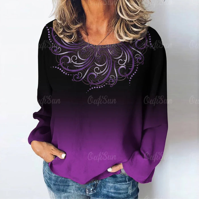 Women's Geometric Pattern Long Sleeve Shirt