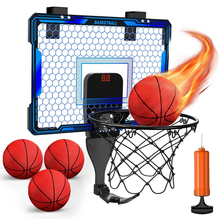Wall-mounted Basketball Hoop Training Toy, with 7 LED Lights And Scoreboard