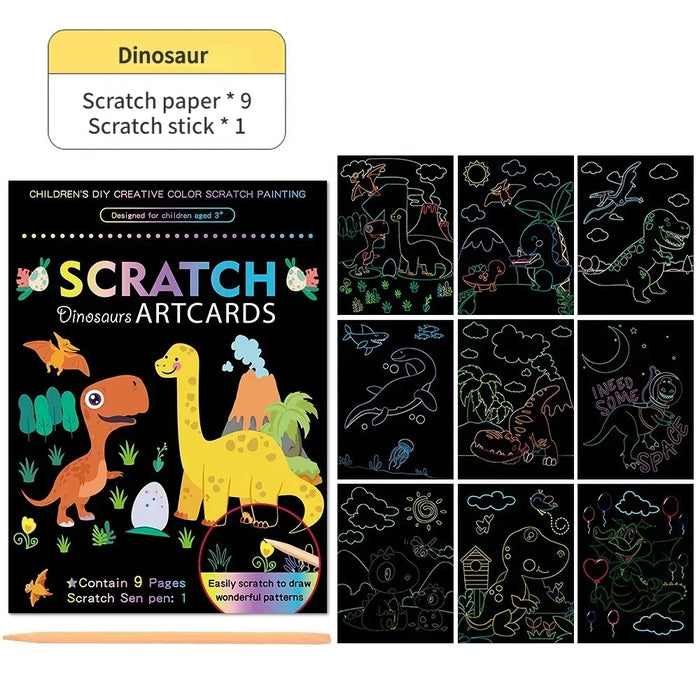 Magic Rainbow Scratch Art Painting Paper Kit | Kids DIY Educational Toy