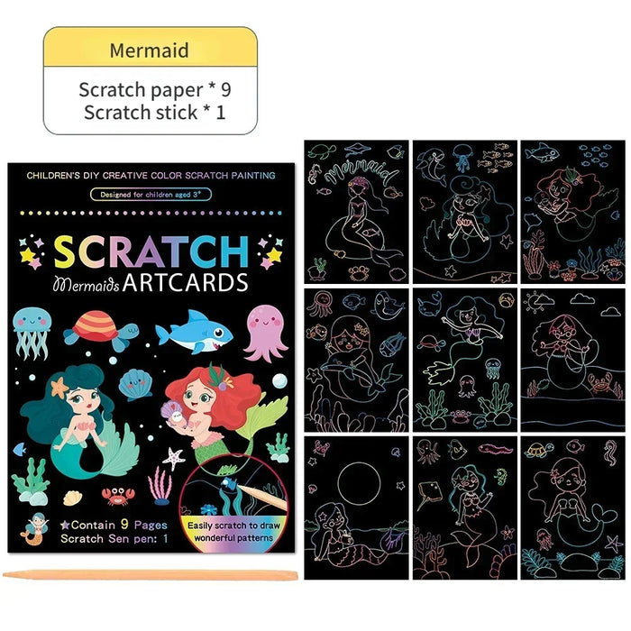 Magic Rainbow Scratch Art Painting Paper Kit | Kids DIY Educational Toy