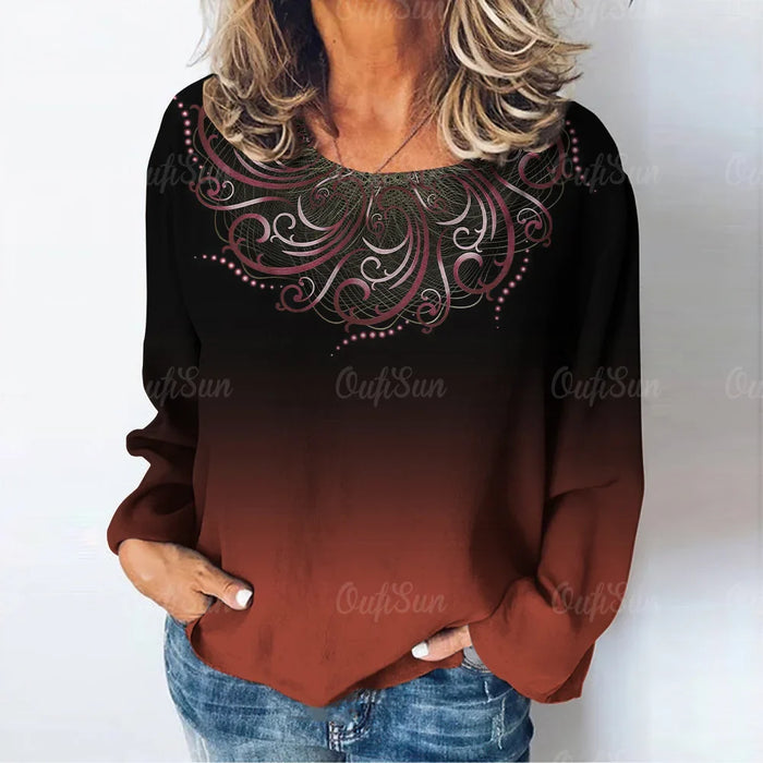 Women's Geometric Pattern Long Sleeve Shirt