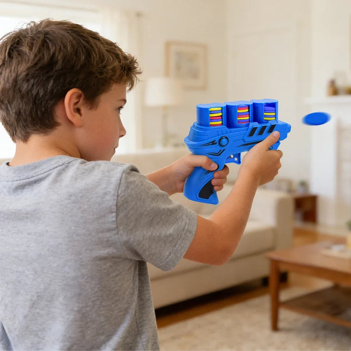 Kids Foam Disc Launcher Gun | Safe Outdoor Flying Saucer Toy