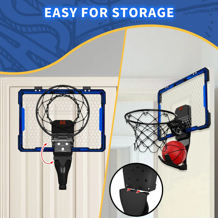 Wall-mounted Basketball Hoop Training Toy, with 7 LED Lights And Scoreboard