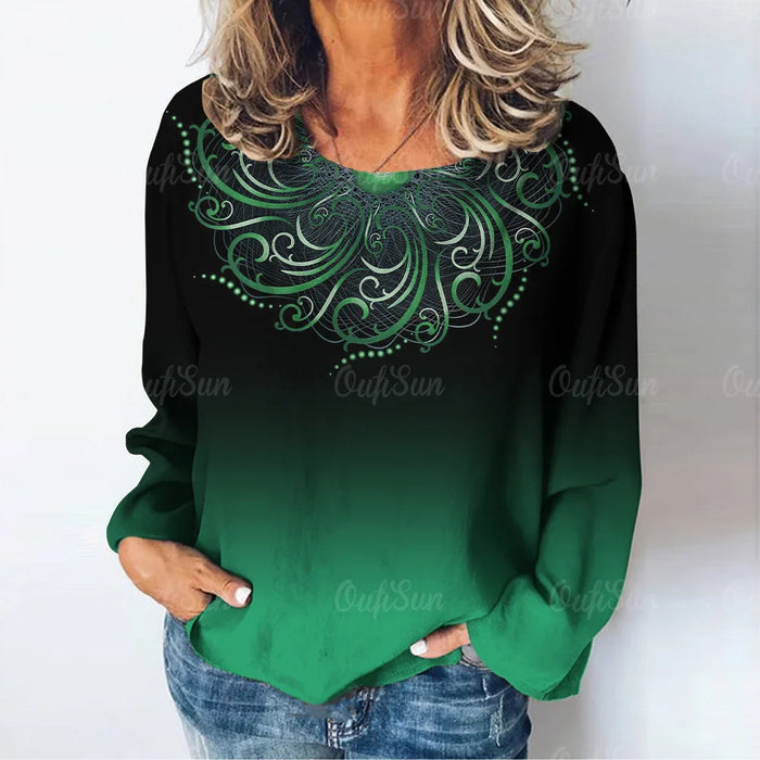 Women's Geometric Pattern Long Sleeve Shirt