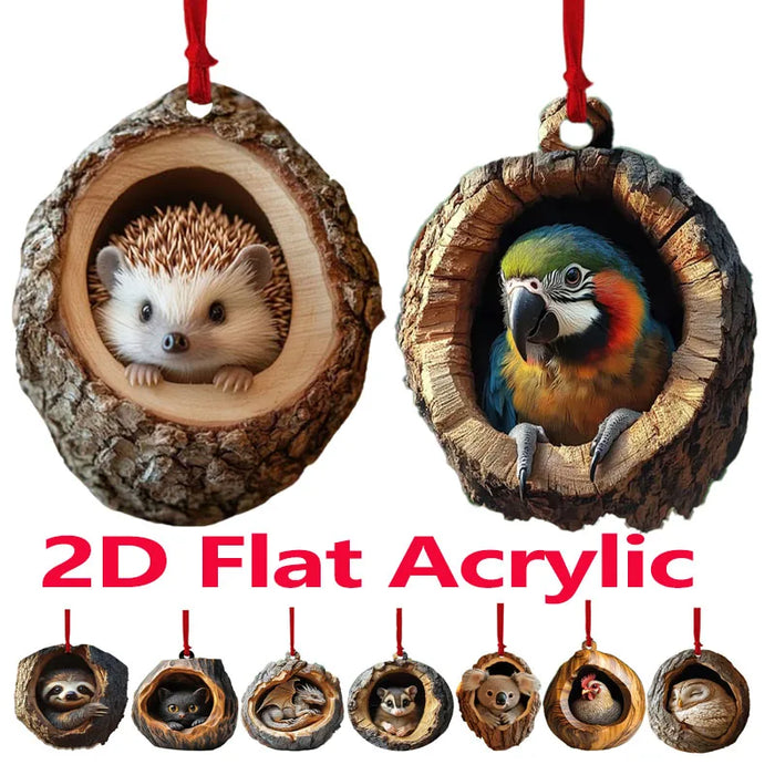 Charming 3D-Effect Animal Christmas Tree Ornaments (2D Flat Acrylic)