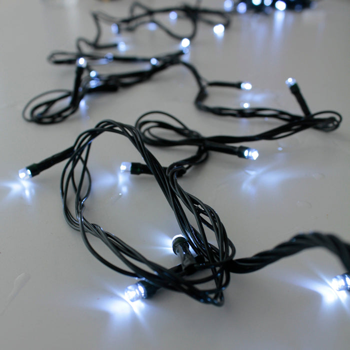 100 LED Green Wire String Light with connector Waterproof - White