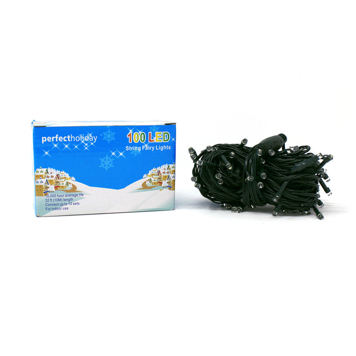 100 LED Green Wire String Light with connector Waterproof - White