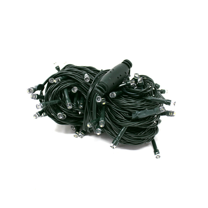 100 LED Green Wire String Light with connector Waterproof - White