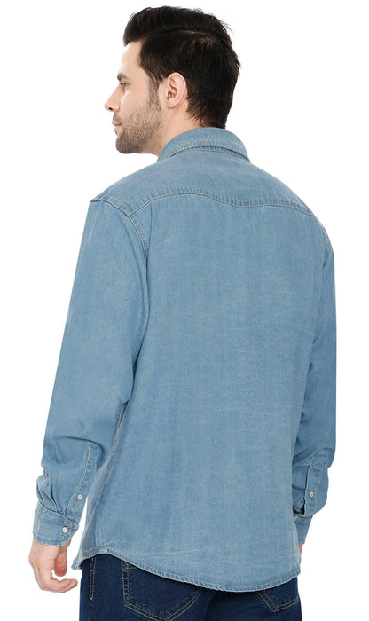 Men's Western Snap Button Shirt — Denim and Twill with Stitched Yoke