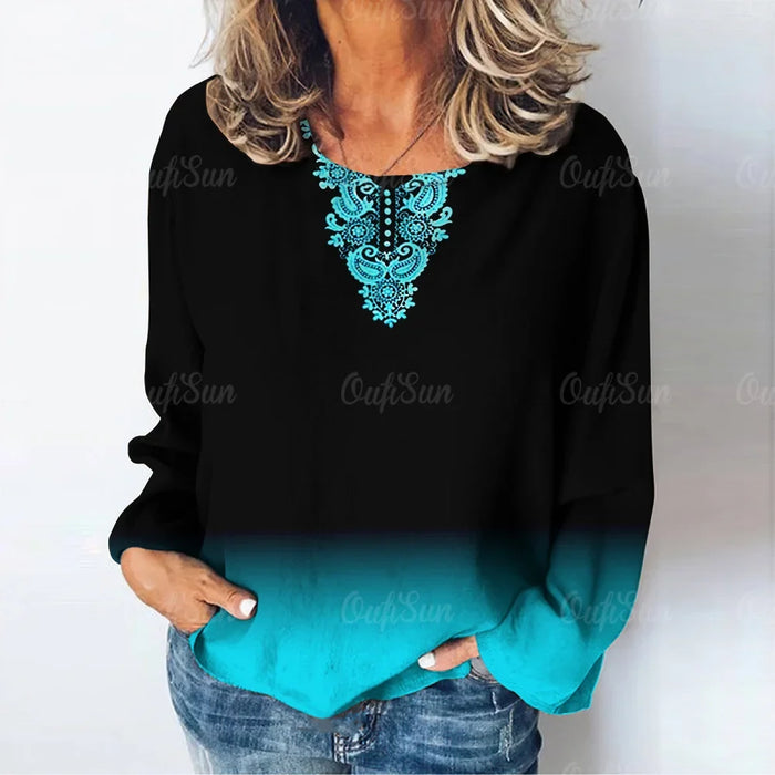 Women's Geometric Pattern Long Sleeve Shirt