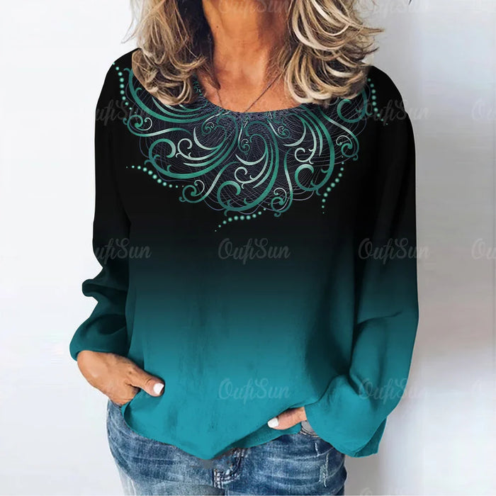 Women's Geometric Pattern Long Sleeve Shirt