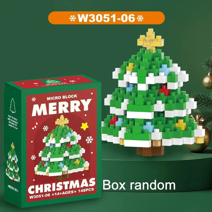 Christmas Micro Building Block Set | Santa and Reindeer Puzzle Toy