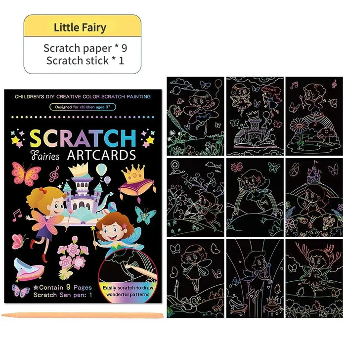 Magic Rainbow Scratch Art Painting Paper Kit | Kids DIY Educational Toy