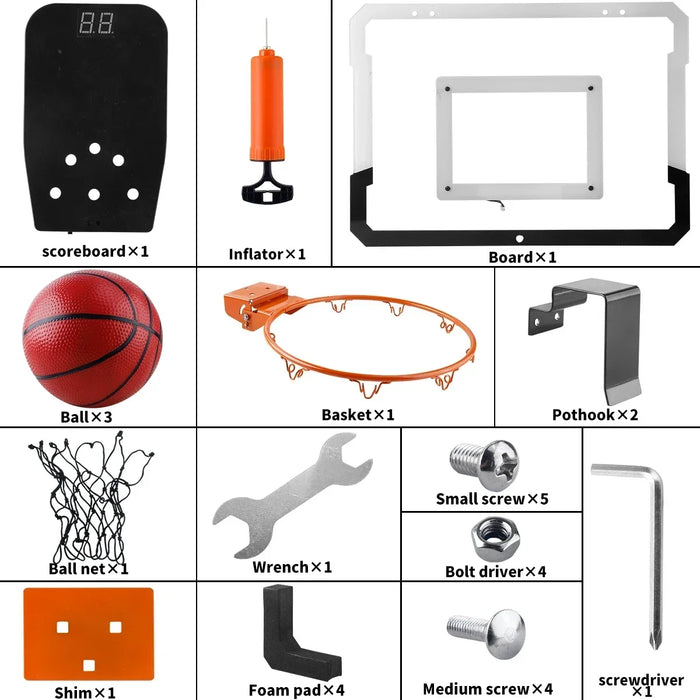Indoor and Outdoor Mini Over-the-Door Basketball Goal with 3 Balls